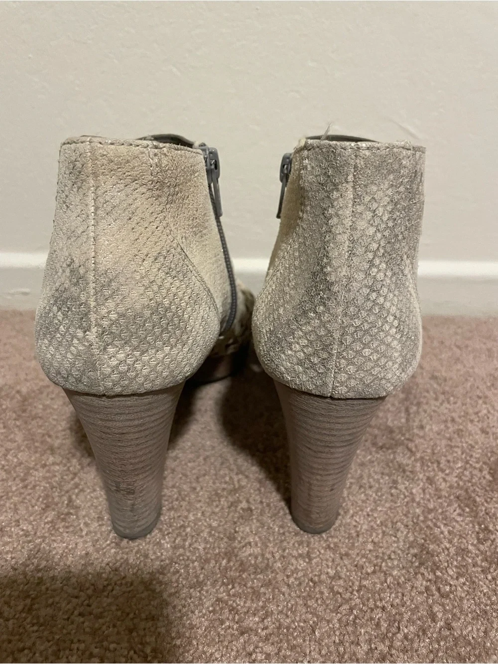 Paul Green Silver Woven Peep-Toe Ankle Booties